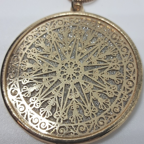 Long Necklace Disk Circle Pendant Tassel - Picture 5 of 11